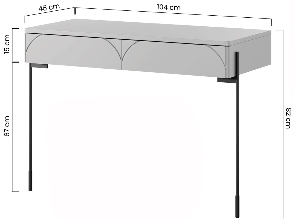 Toaletný stolík Sonatia 100 cm s dvoma zásuvkami - bordová