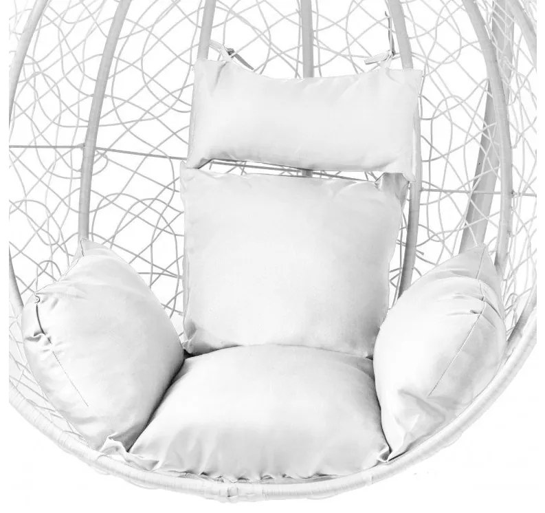 AKCIA Biele závesné kreslo KOKON bez stojanu II. akosť