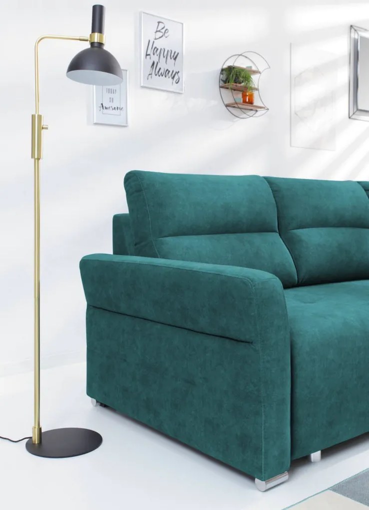 Rohová sedačka na trvalé spanie Island, petrolejová látka, pravý roh