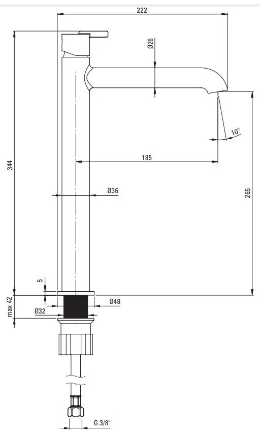 Deante Silia, vysoká umývadlová batéria h-344, bronzová, DEA-BQS_C20K