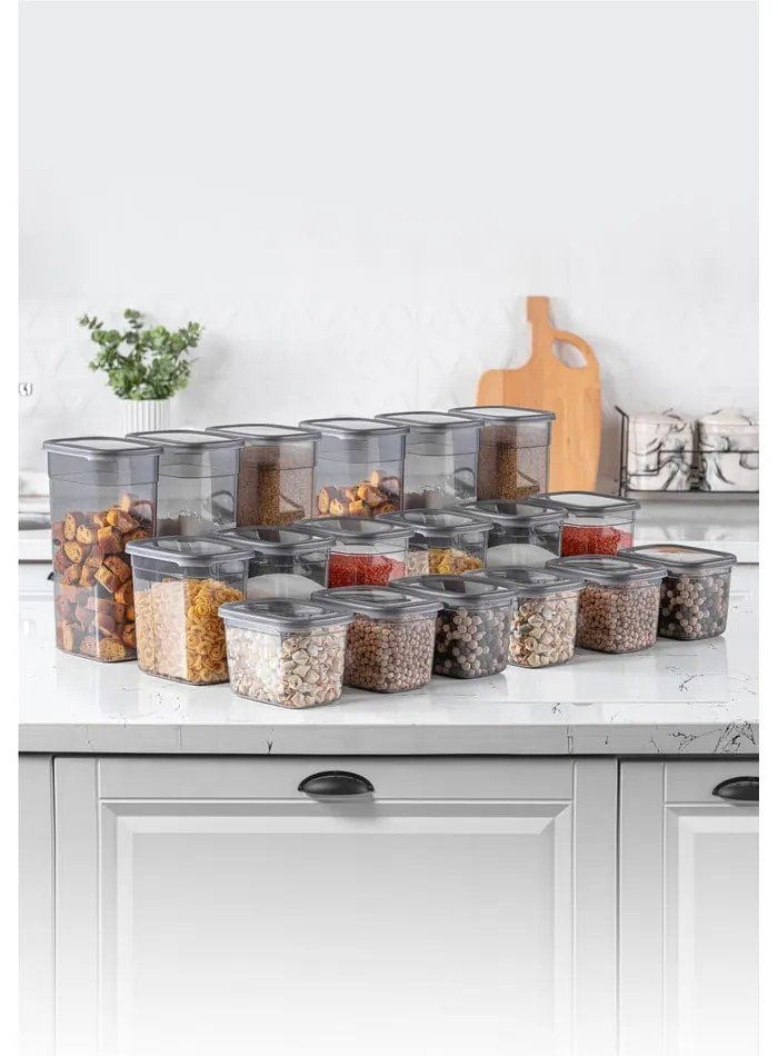 Plastové dózy v sade 18 ks na potraviny Fresco – Hermia