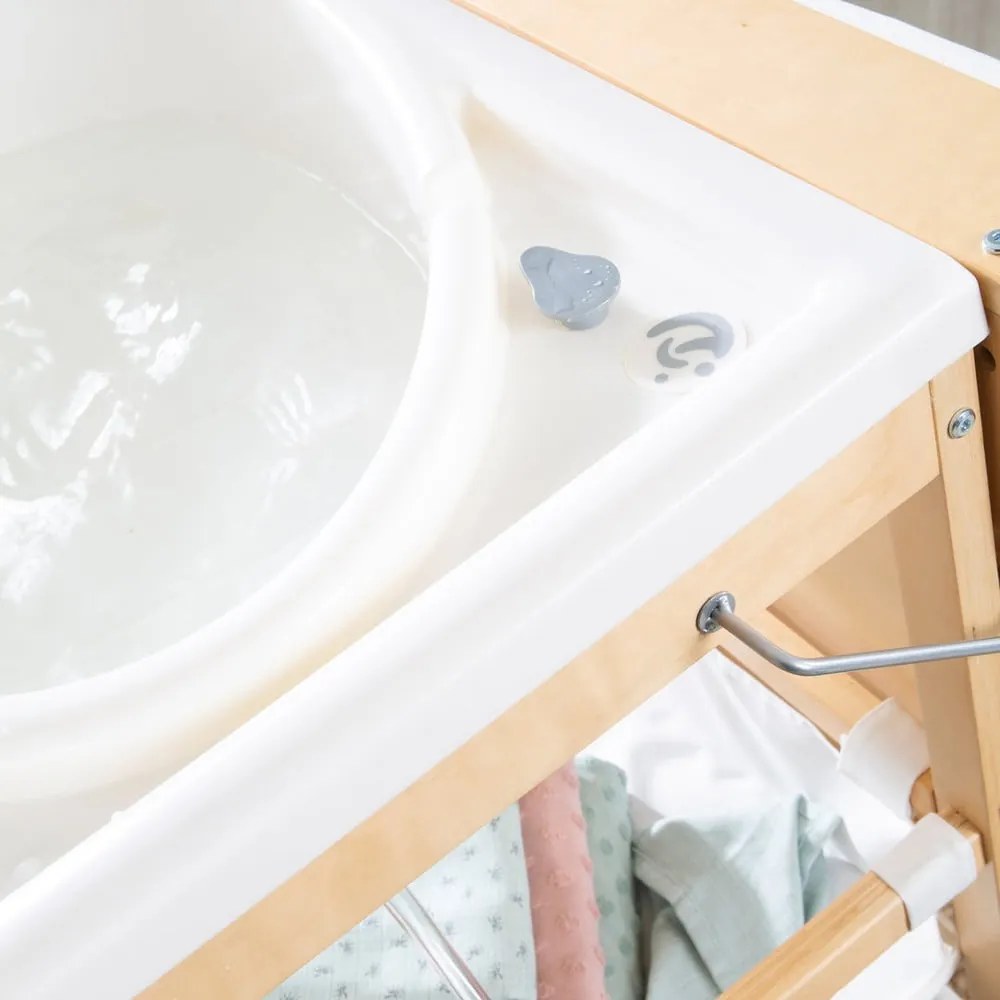 Prebaľovací pult v dekore brezy v bielo-prírodnej farbe Baby Pool – Roba