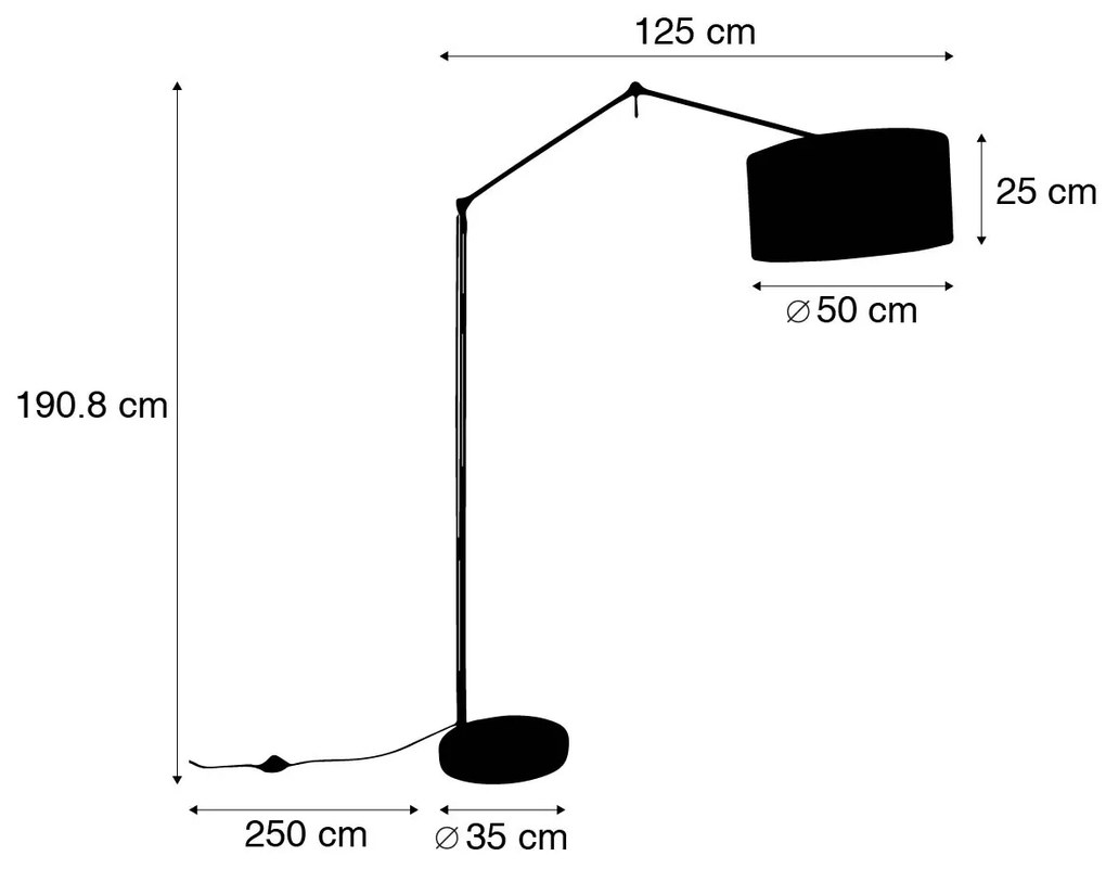 Stojaca lampa zlatá so svetlosivým tienidlom 50 cm nastaviteľná - Editor