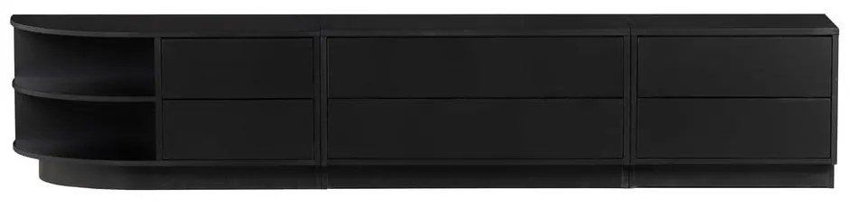 Čierny modulárny TV stolík z borovicového dreva 228x40 cm Finca – WOOOD