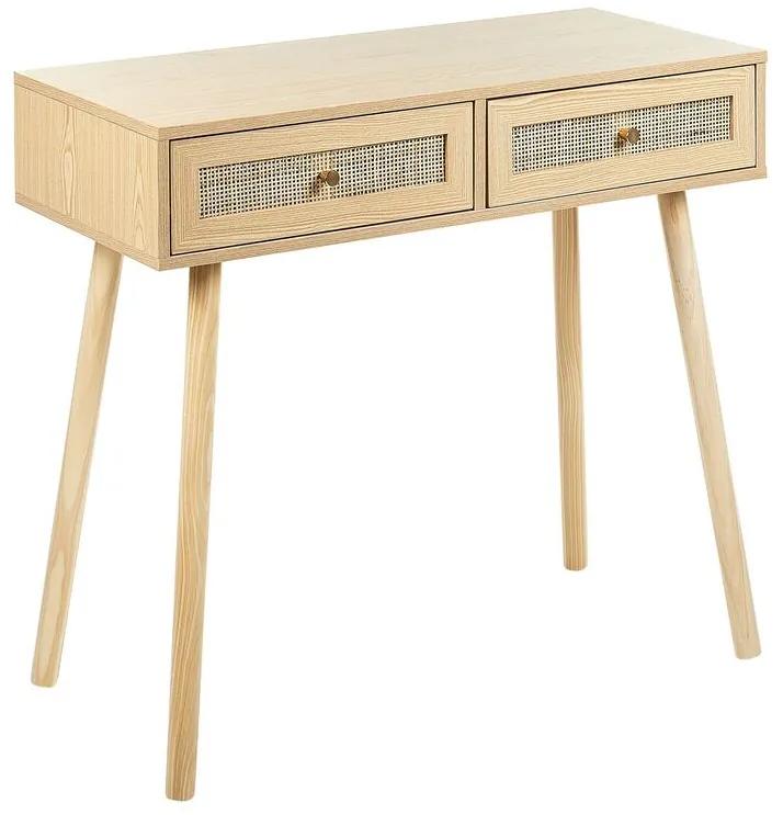 Konzolový stolík s 2 zásuvkami svetlé drevo ODELL Beliani
