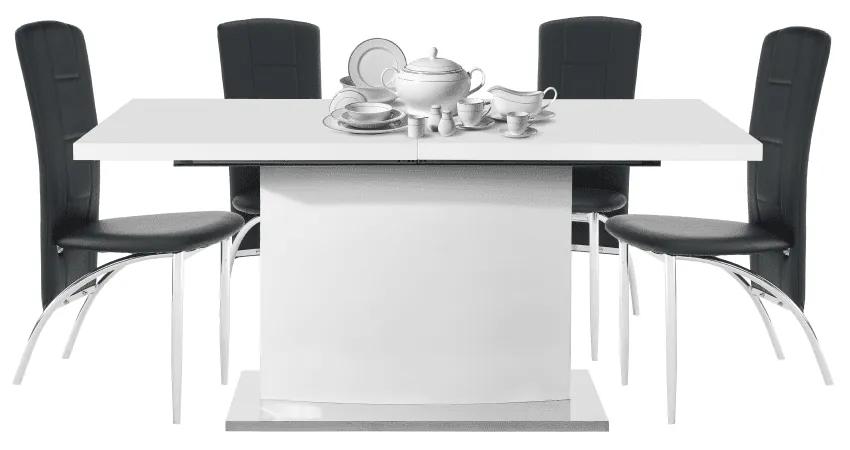 Kondela Rozkladací jedálenský stôl, biela vysoký lesk HG, KORINTOS