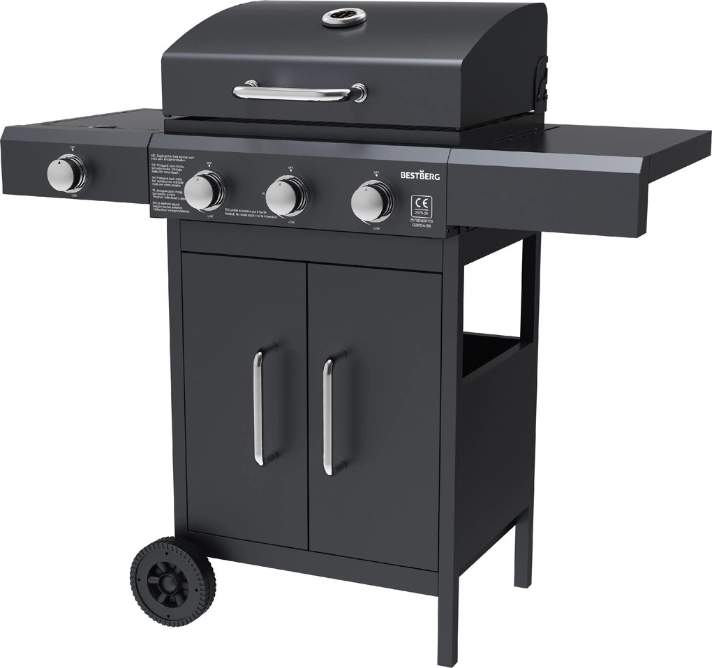 Plynový gril BestBerg BBBQ-27SB / 4 hořáky / 11,6 kW / černá