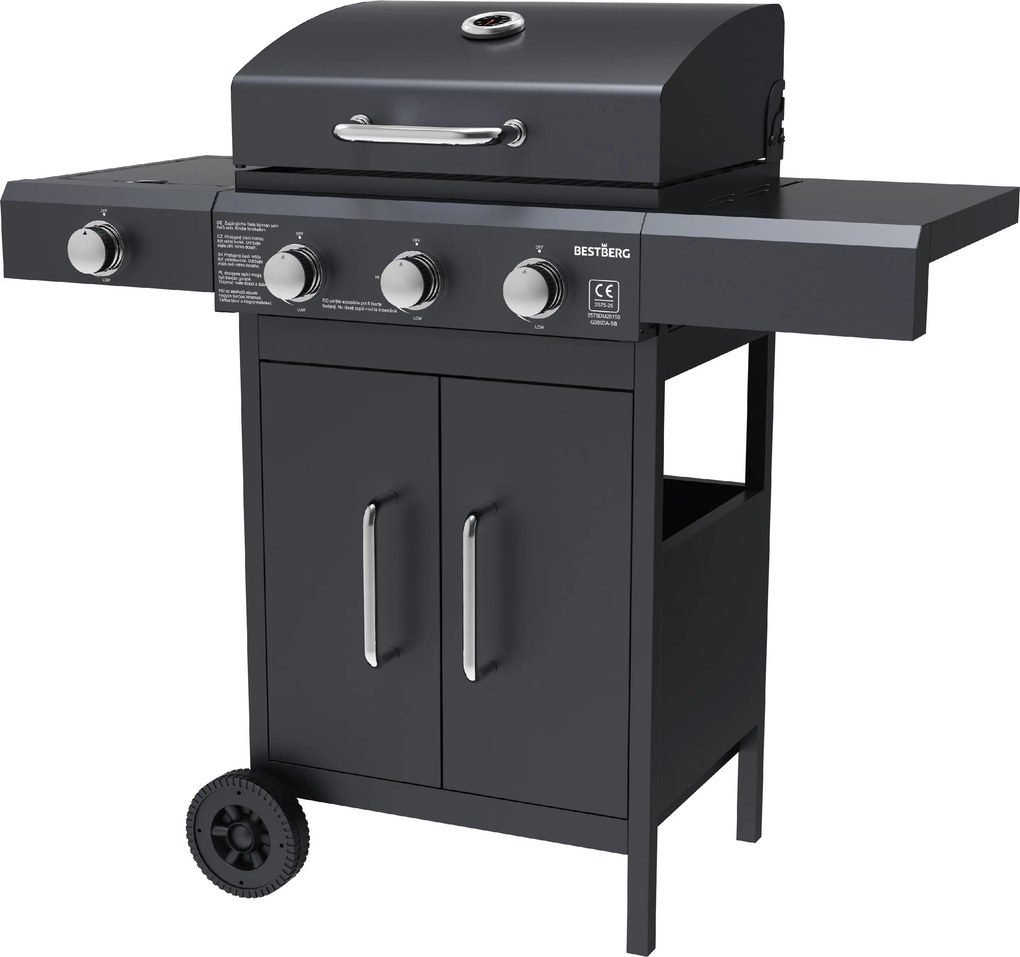 Plynový gril BestBerg BBBQ-27SB / 4 horáky / 11,6 kW / čierna