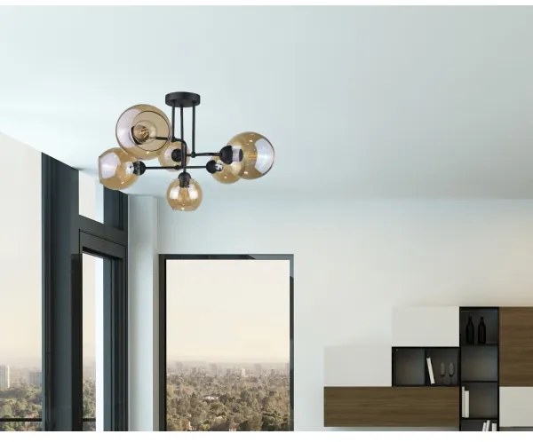 Prisadený luster MONDE BLACK 6xE27/60W/230V