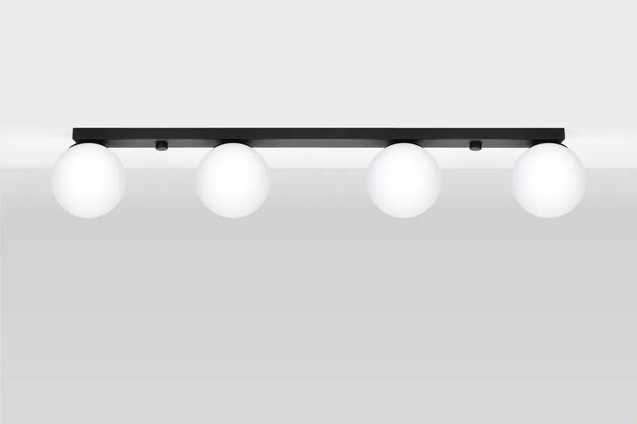 Čierne stropné svietidlo so skleneným tienidlom ø 12 cm Umerta – Sollux