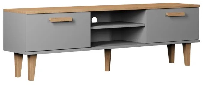 TV stolík DENVER 160 cm sivý/dub hickory