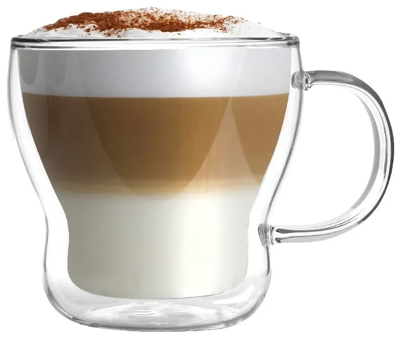 Sklenené hrnčeky v súprave 2 ks na cappuccino/dvojstenné 370 ml Bolla – Vialli Design