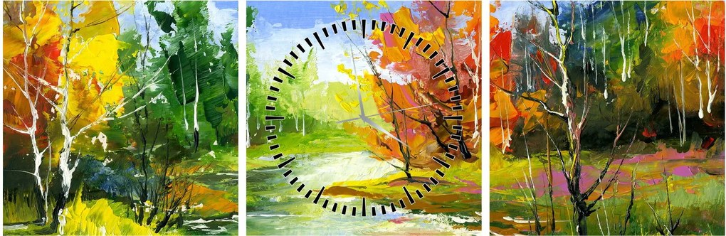 Obraz - Maľba krajiny (s hodinami) (90x30 cm)