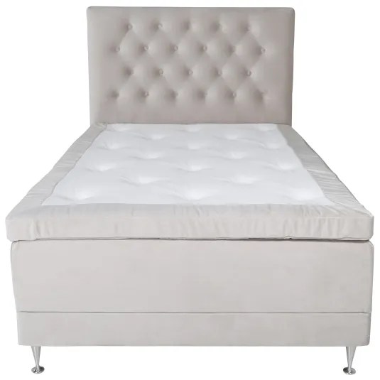 Vansbro 120 polohovateľná boxspring posteľ béžový zamat čelo Furuvik