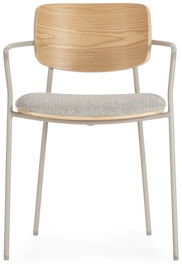 Svetlosivé/v prírodnej farbe čalúnené jedálenské kreslá v súprave s podrúčkami Nour – MOME