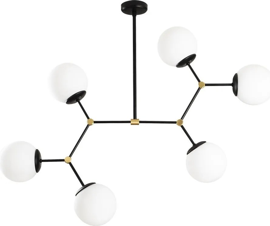 Čierne závesné svietidlo so skleneným tienidlom Damar – Opviq lights