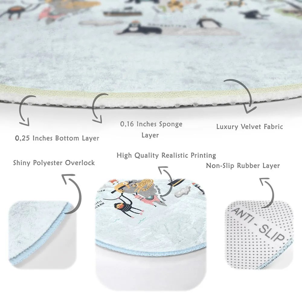 Svetlomodrý detský koberec ø 100 cm Comfort – Mila Home