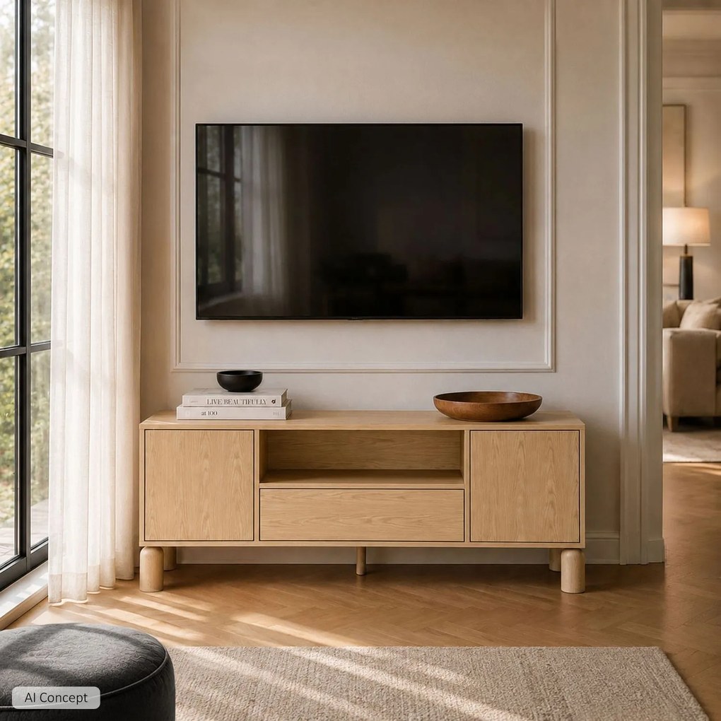 TV skrinka CAJA dub bookmatch 160 cm