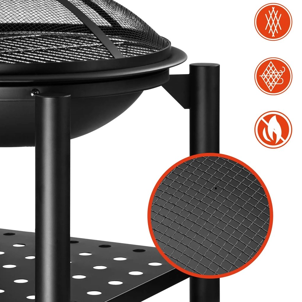 Ohnisko s priestorom na drevo FIRE, Ø55cm, čierna Gardebruk