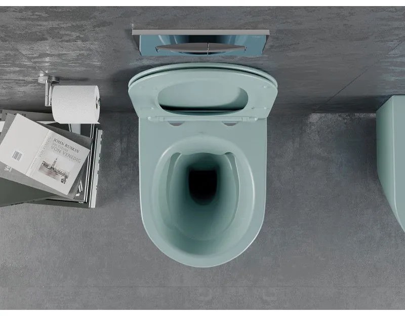 Mexen Lena, závesná toaletná misa 480x360x355 mm s pomaly padajúcim sedátkom, svetlá zelená matná, 30224048