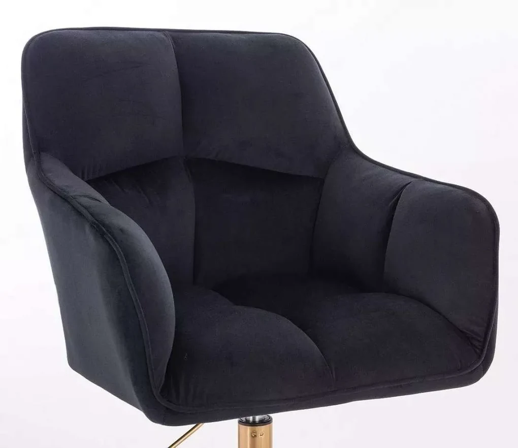 LuxuryForm DESIGN Kreslo AMALFI VELUR na zlatej podstave s kolieskami - čierne