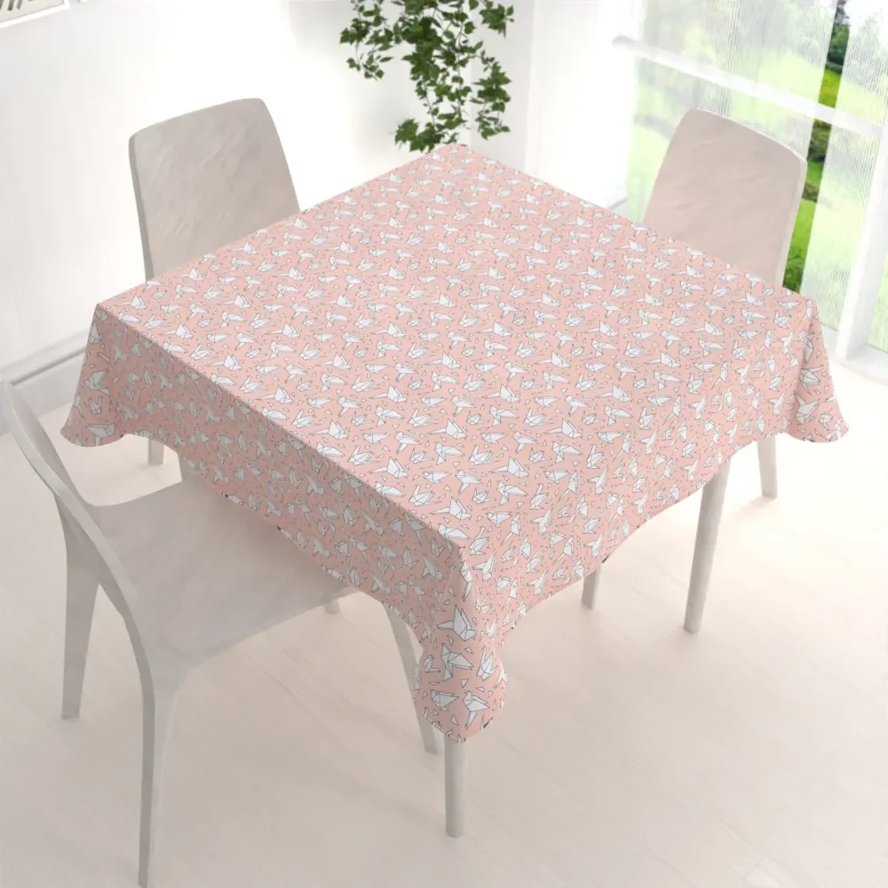 Biante Dekoračný štvorcový obrus Leona LN-044 Origami vtáci na lososovom 80x80 cm