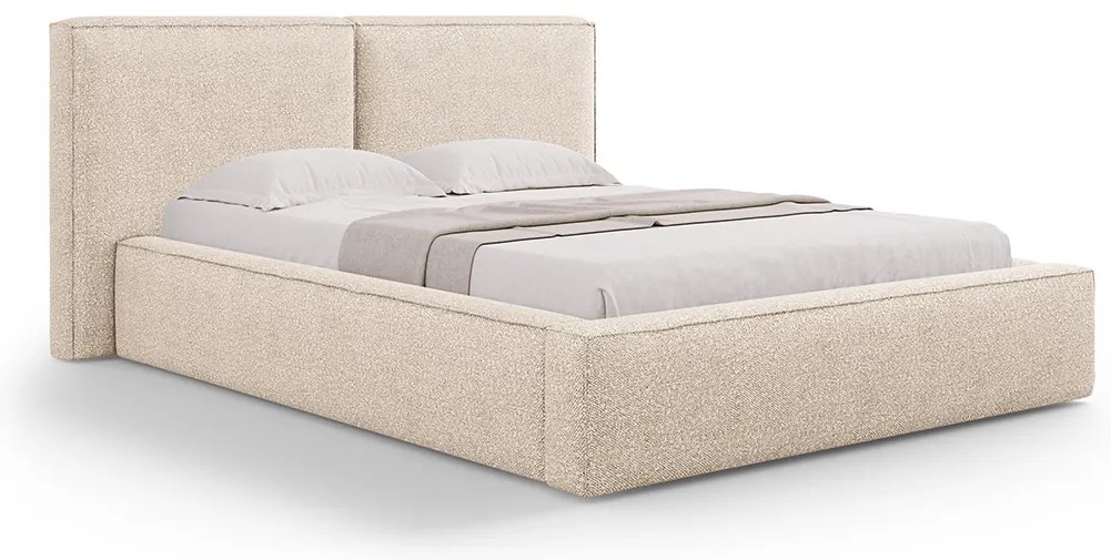 Micadoni Jodie dizajnová posteľ - Béžová, Bouclé, 140 cm