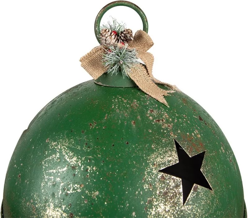Veliká kovová zelená dekorace rolnička - Ø 41*51 cm