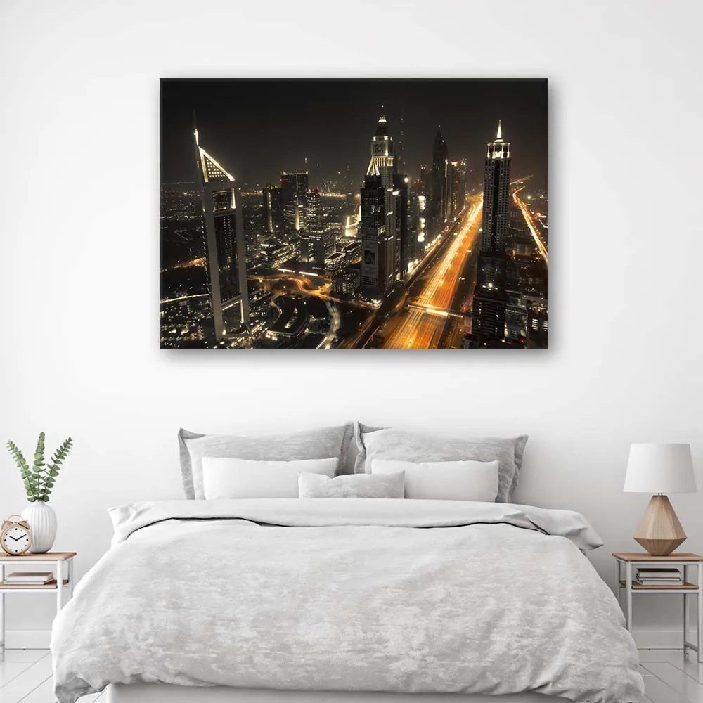 Gario Obraz na plátne Panoráma Dubaja v noci Rozmery: 100 x 70 cm