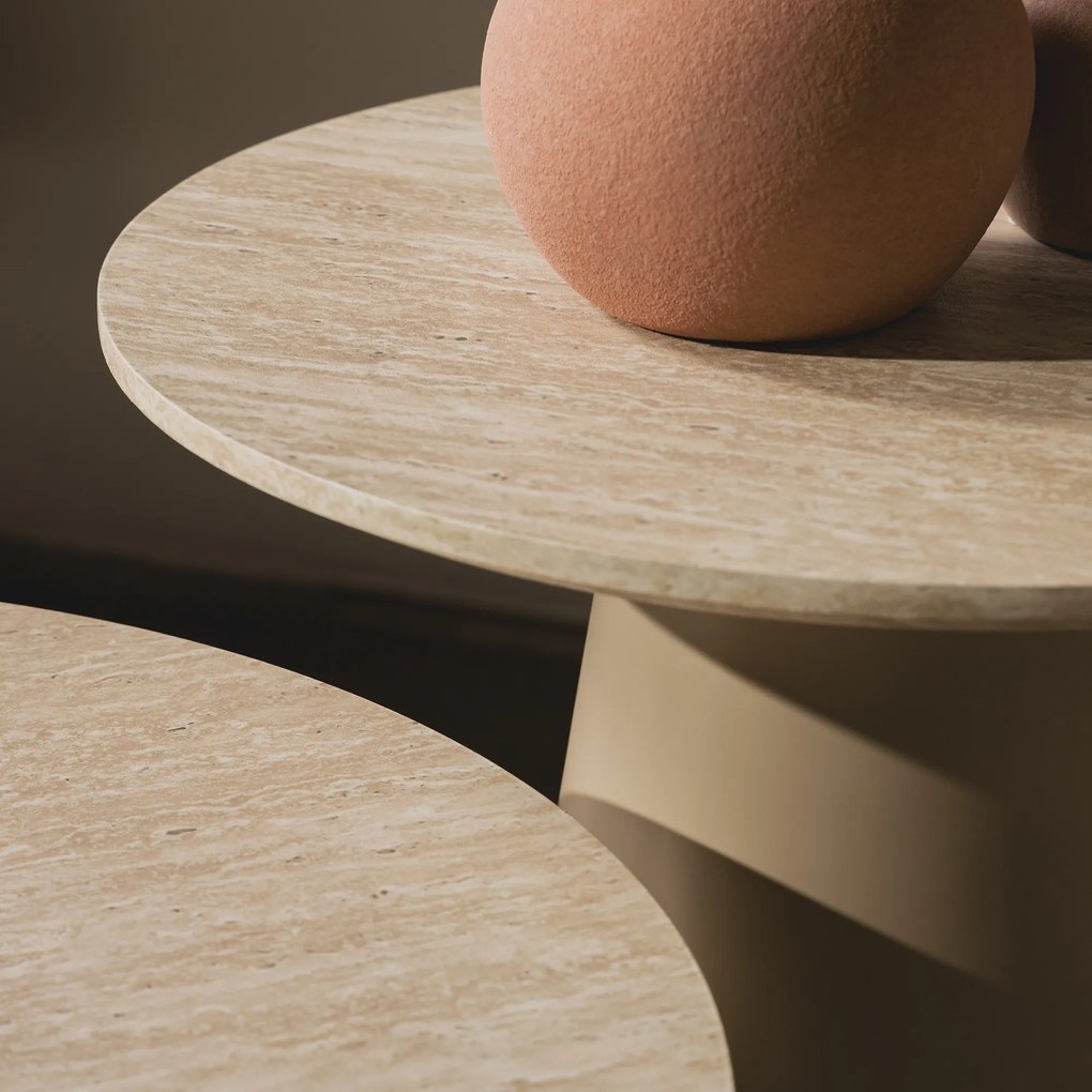 Odkládací stolek Sakala 45 cm travertin/béžový