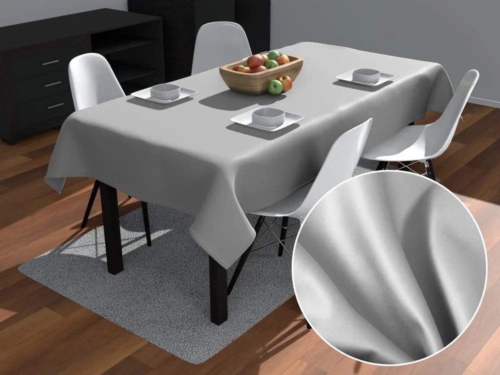Biante Obdĺžnikový bavlněný saténový ubrus ST-012 Svetlo sivý 140x180 cm