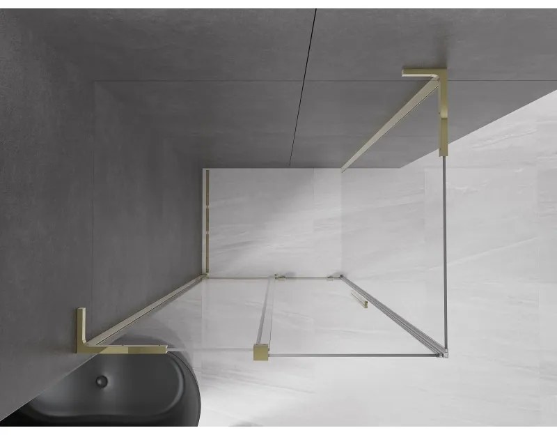 Mexen Velar L, sprchový kút s posuvnými dverami 120 x 75 cm, 8mm číre sklo, zlatá lesklá, 871-120-075-03-50