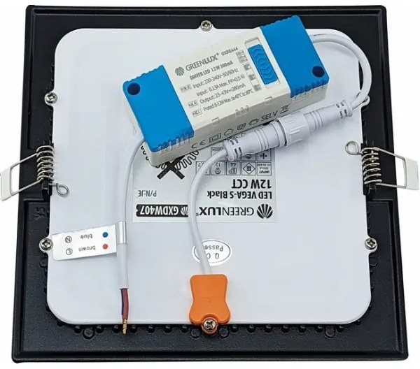 LED Podhľadové svietidlo VEGA LED/12W/230V 2900/3900/5800K 17,5x17,5 cm čierna