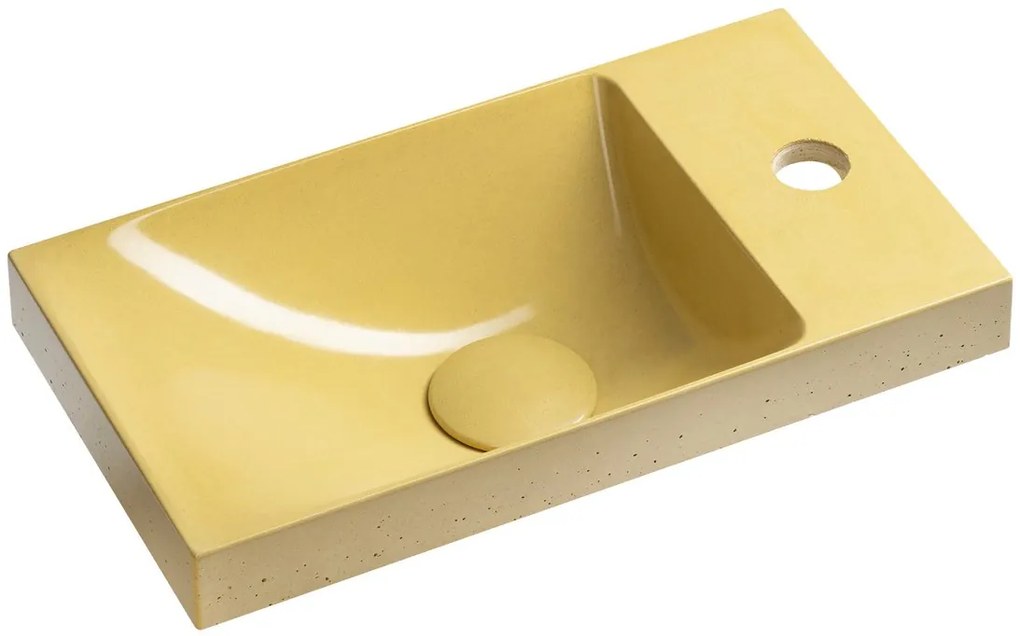 Sapho Sapho, AGOS betónové umývadlo 40x22cm, ľavé/pravé, žltá lesklá, AS40022