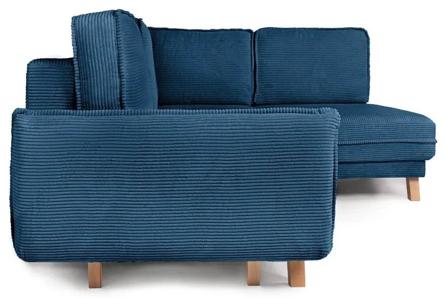 Modrá menčestrová rozkladacia rohová pohovka (pravý roh) Tori – Bonami Selection