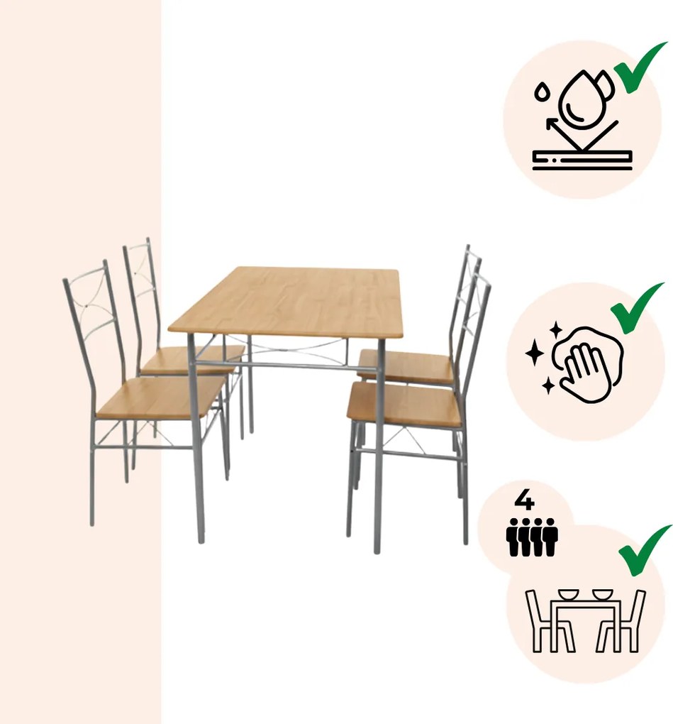 Jedálenská súprava PAUL, 5-dielna, prírodná hnedá Casaria