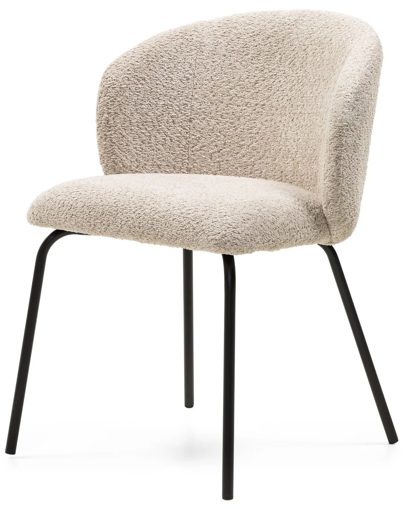 Jídelní židle LARISA bouclé béžová/černá