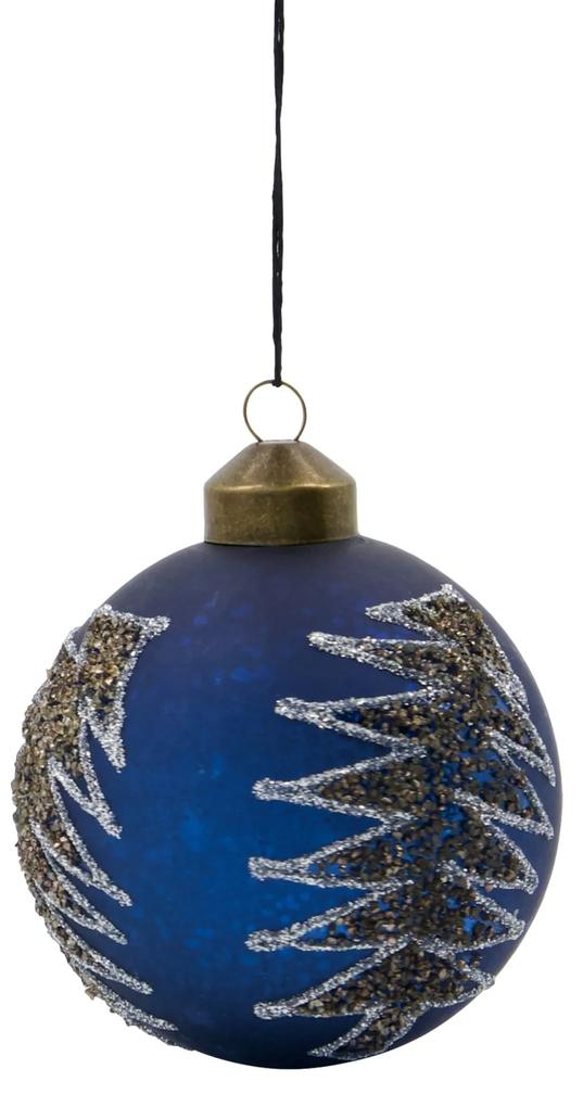 House Doctor Sklenená vianočná ozdoba Pine Blue 8 cm