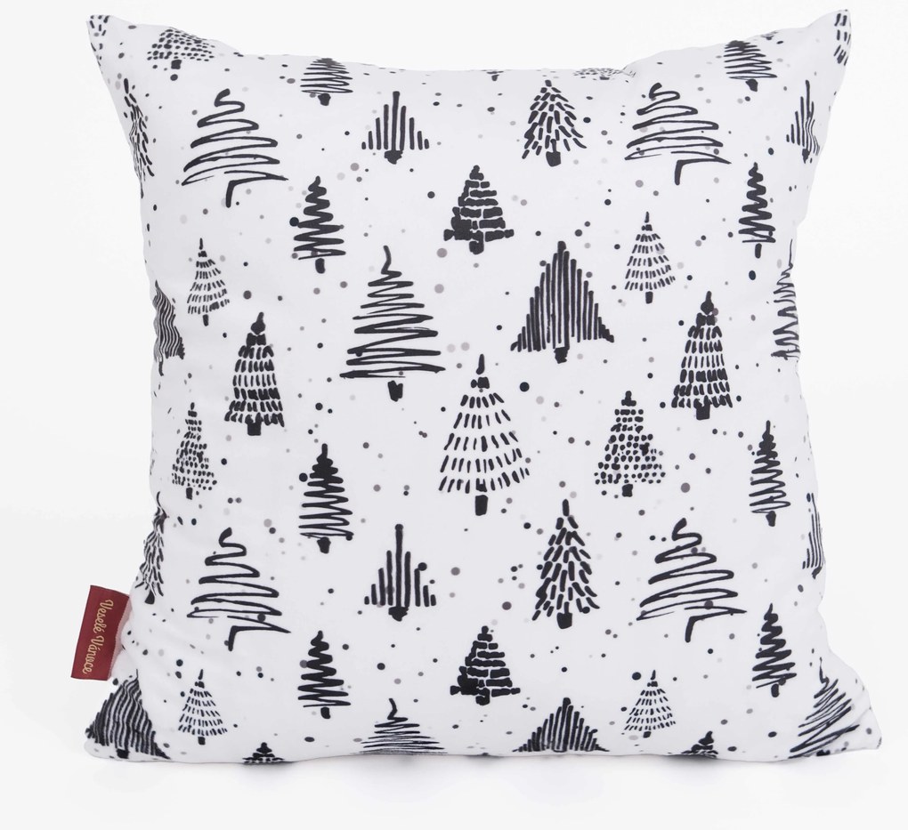 Vianočná obliečka na vankúš Velvet 40 × 40 cm - Smrečky a jedličky