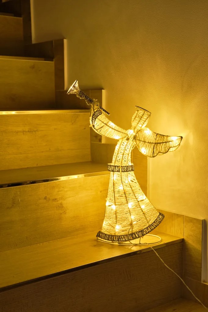 DECOLED LED svetelný anjel 50 cm, teplá biela, IP44