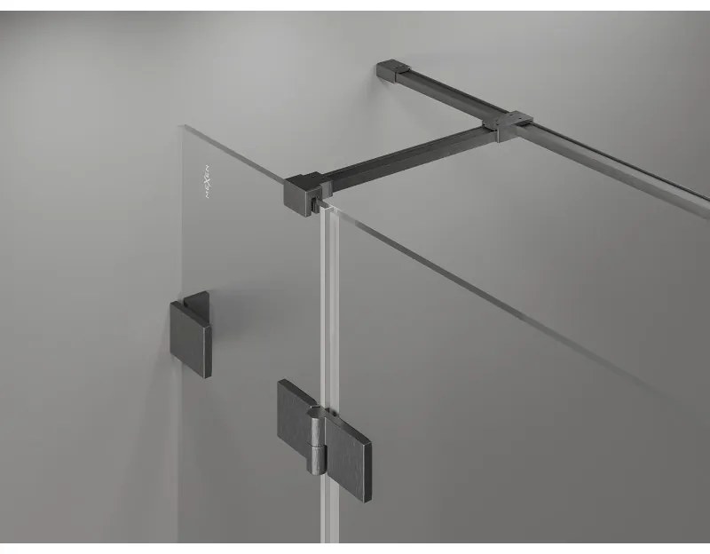 Mexen Lunar T, sklápací ľavý sprchový kút 140 x 110 cm, 8mm číre sklo, profil grafit brúsený, 834T-140-110-66-00-L