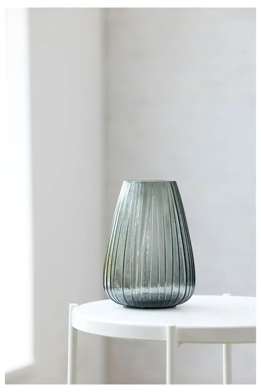 Sivá sklenená váza Bitz Kusintha, výška 22 cm