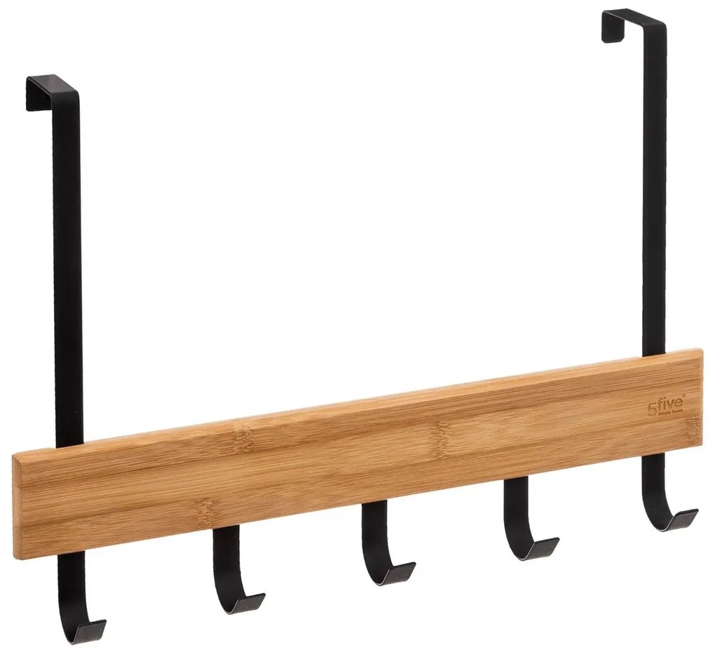 Držiak na uteráky Natureo Black, čierna/s drevenými prvkami