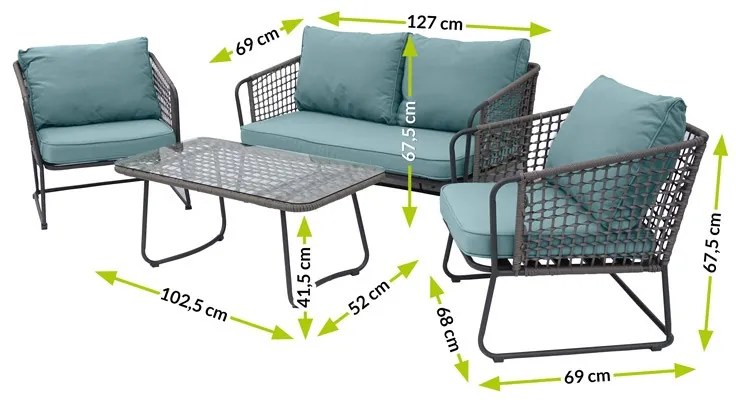 Zostava záhradného nábytku COMFORT zelená