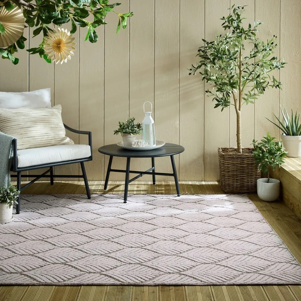 Vnútorný a vonkajší koberec slonovinový 80x150 cm Elm Leaf – Flair Rugs