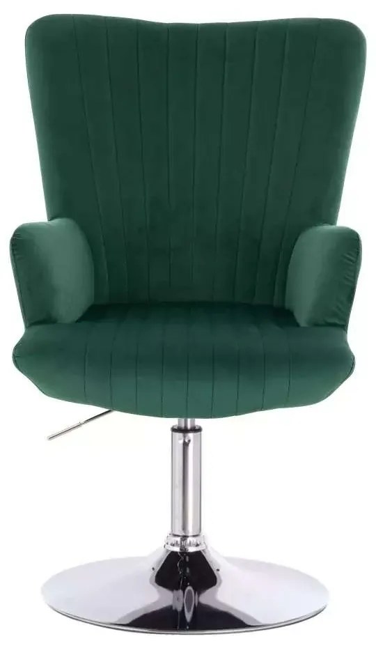 LuxuryForm DESIGN Kreslo AMADEO VELUR na striebornom tanieri - zelené