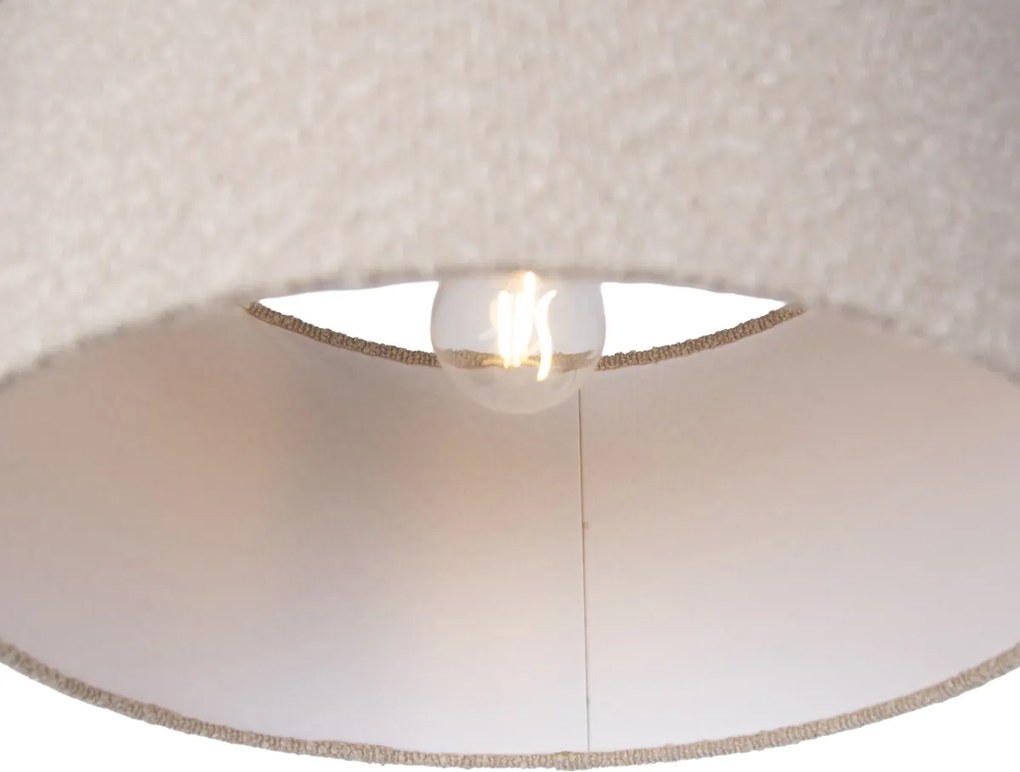 Závesná lampa čierna s béžovou teddy látkou 35cm 3-svetlá - Cava