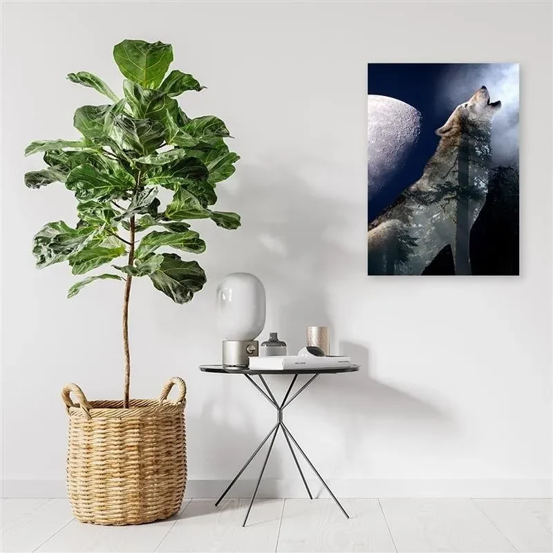 Gario Obraz na plátne Vlk vyje v noci na mesiac Rozmery: 80 x 120 cm