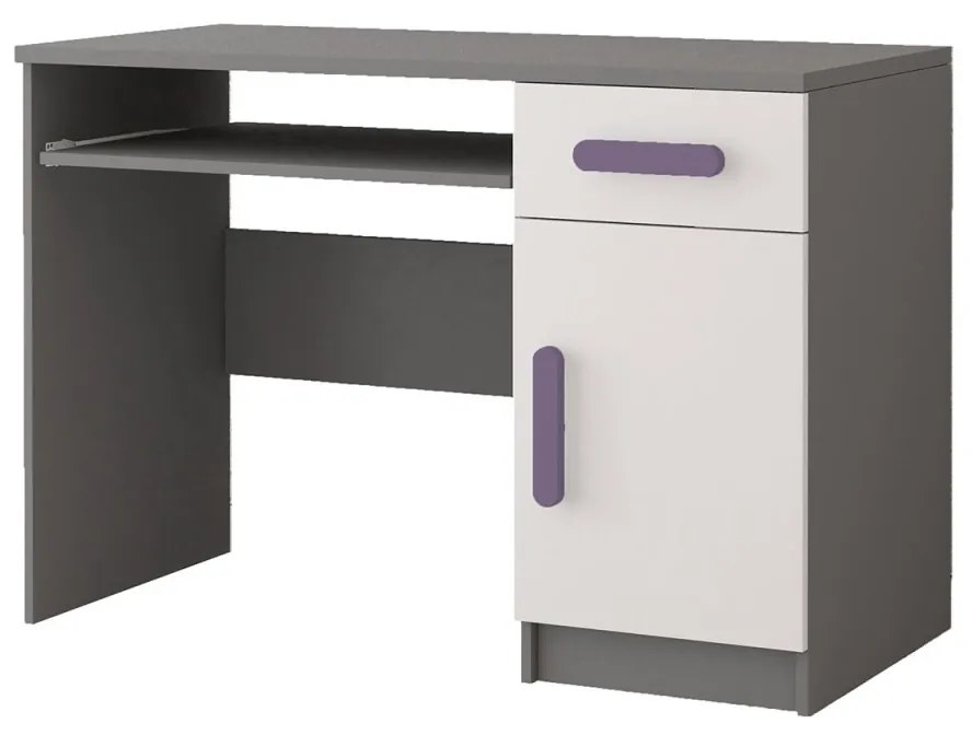 Písací stôl SMYK 110 cm sivá/biela