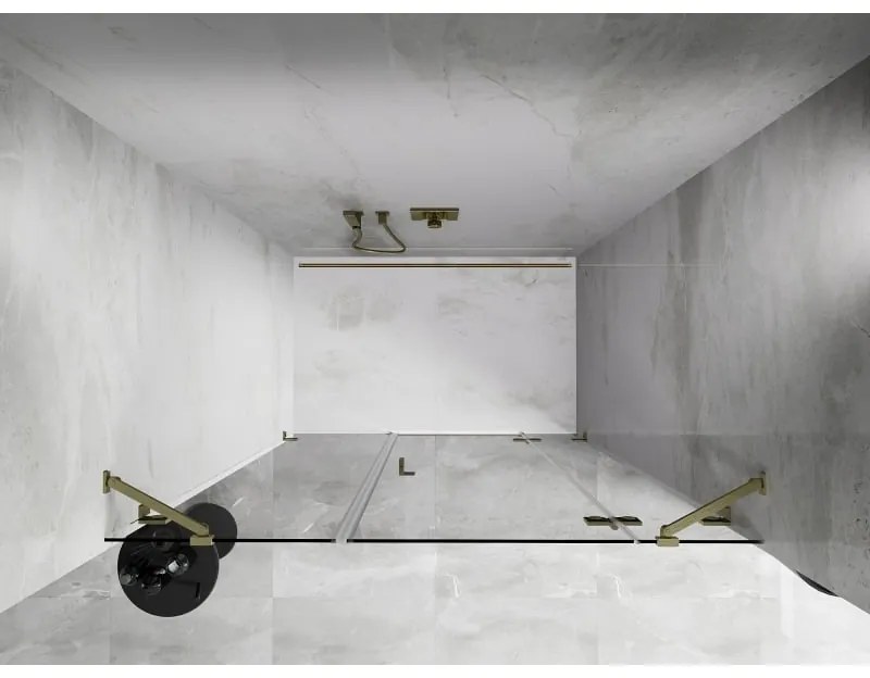 Mexen Lunar, pravé otočné sprchové dvere 160 cm, 8mm číre sklo, zlatý matný profil, 834S-160-050-55-00-P